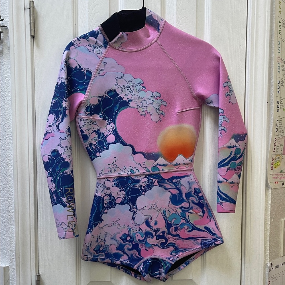 Cynthia Rowley Women’s Wave Wetsuit -  Pink and Blue Ocean Print Wetsuit